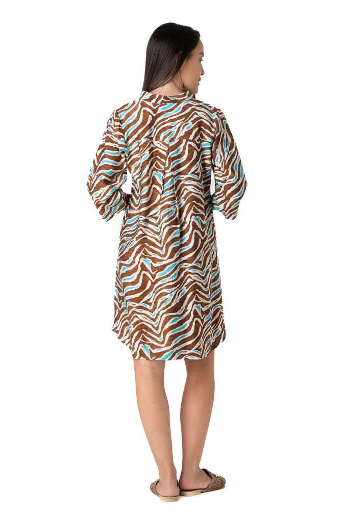 Γυναικείο καφτάνι παραλίας με animal print και κουμπιά