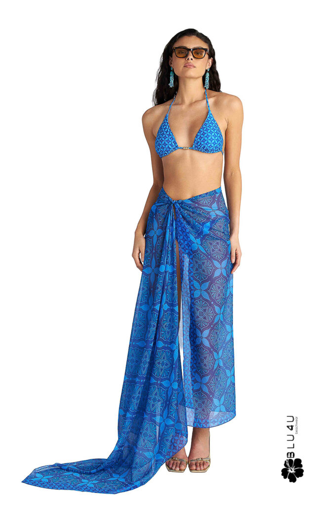 BLU4U Blue Ikat παρεό με τύπωμα