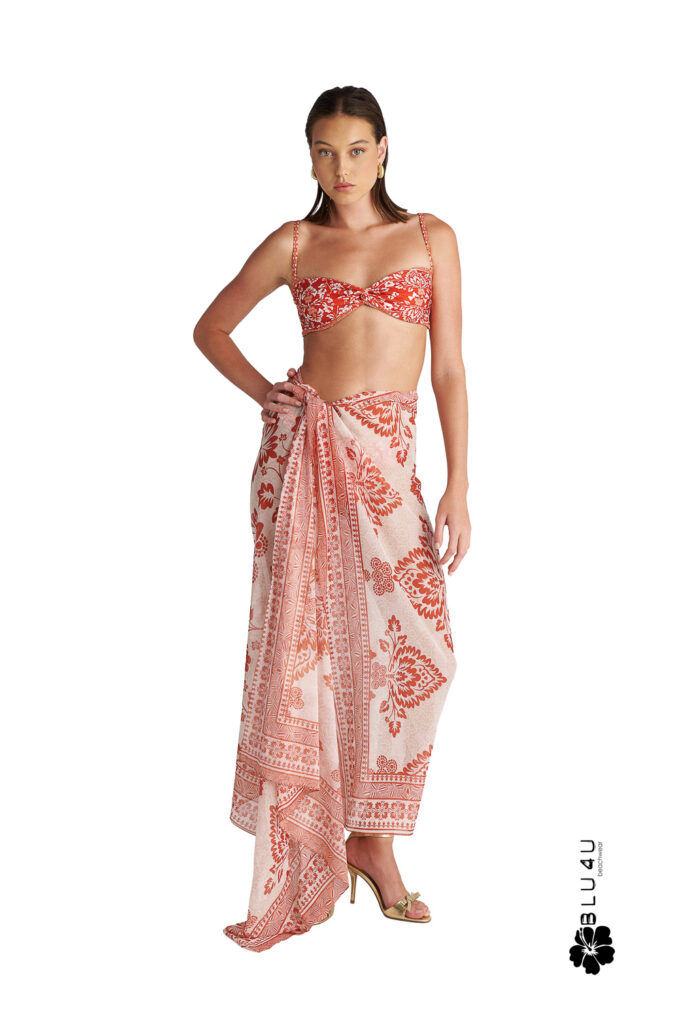 BLU4U Coral Damask παρεό παραλίας με τύπωμα