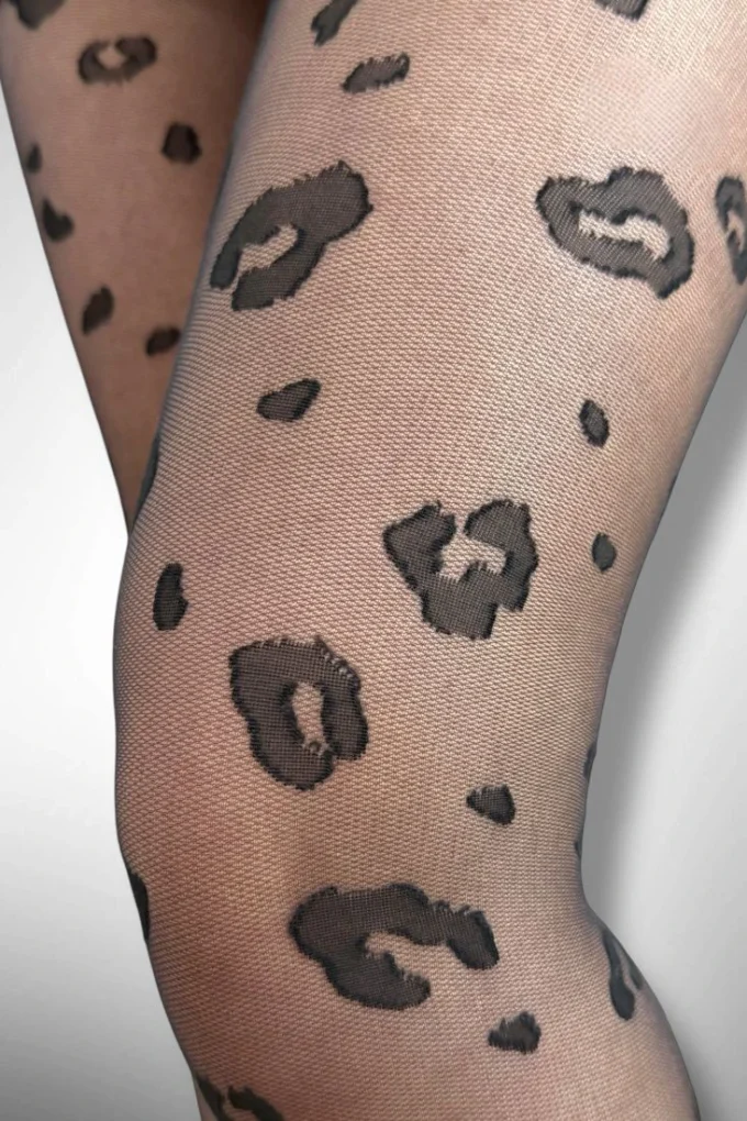Γυναικείο διάφανο καλσόν 20 DEN με animal print λεοπάρ σχέδιο